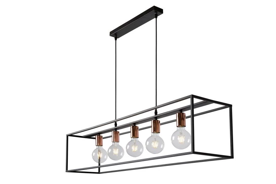 Lucide ARTHUR - Pendant light - 5xE27 - Black - detail 1